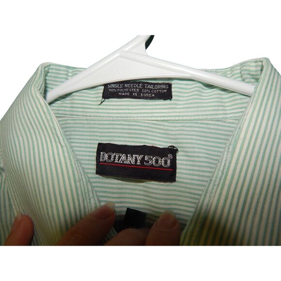 BOTANY 500 men's 17 1/2 34/35 vintage striped button front long sleeve - Picture 2 of 10